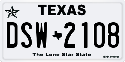 TX license plate DSW2108