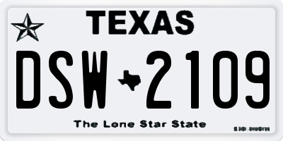 TX license plate DSW2109