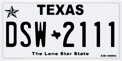 TX license plate DSW2111