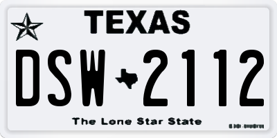 TX license plate DSW2112