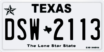 TX license plate DSW2113