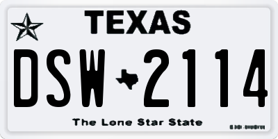 TX license plate DSW2114