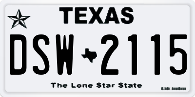 TX license plate DSW2115