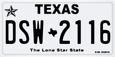 TX license plate DSW2116