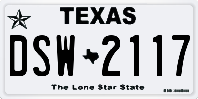 TX license plate DSW2117