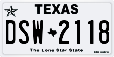 TX license plate DSW2118