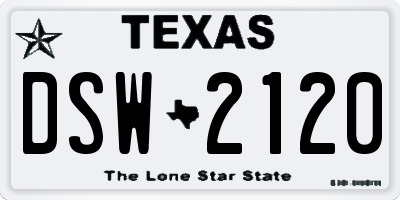 TX license plate DSW2120