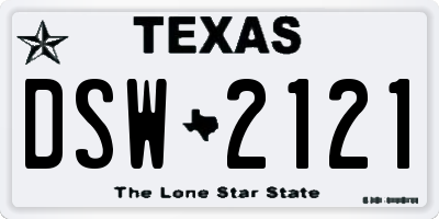 TX license plate DSW2121