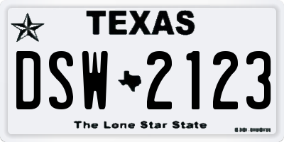 TX license plate DSW2123