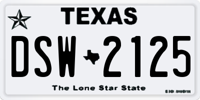 TX license plate DSW2125