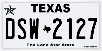 TX license plate DSW2127