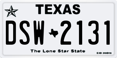 TX license plate DSW2131