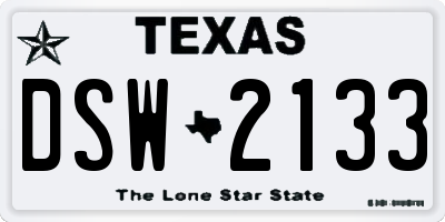 TX license plate DSW2133
