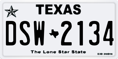 TX license plate DSW2134