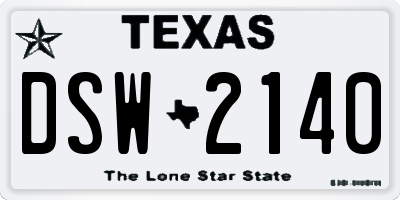 TX license plate DSW2140