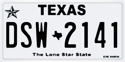 TX license plate DSW2141