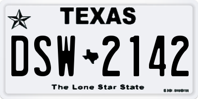 TX license plate DSW2142
