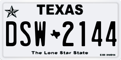 TX license plate DSW2144
