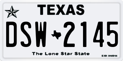 TX license plate DSW2145