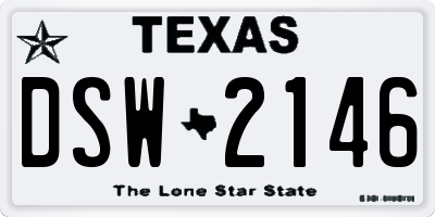 TX license plate DSW2146