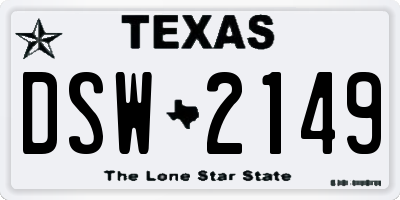 TX license plate DSW2149