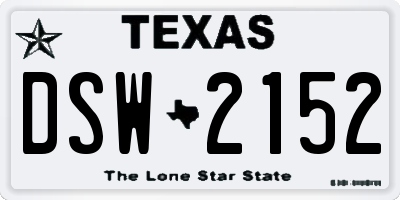 TX license plate DSW2152