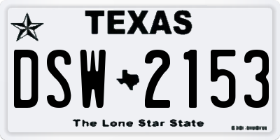 TX license plate DSW2153