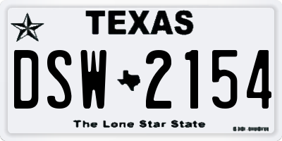 TX license plate DSW2154