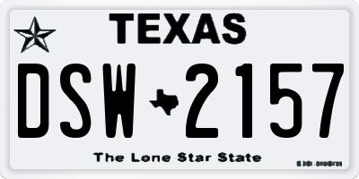 TX license plate DSW2157