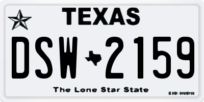 TX license plate DSW2159