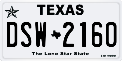 TX license plate DSW2160
