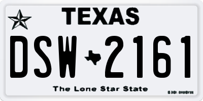 TX license plate DSW2161