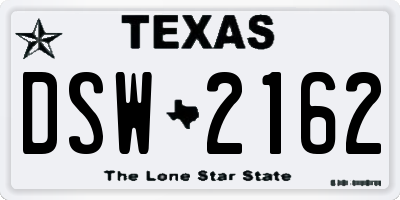 TX license plate DSW2162