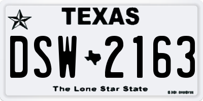 TX license plate DSW2163