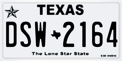 TX license plate DSW2164