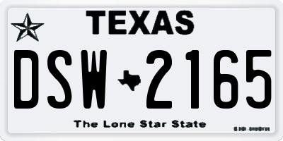 TX license plate DSW2165