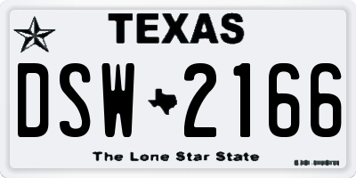 TX license plate DSW2166