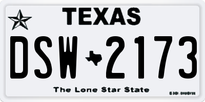 TX license plate DSW2173