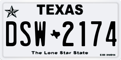 TX license plate DSW2174