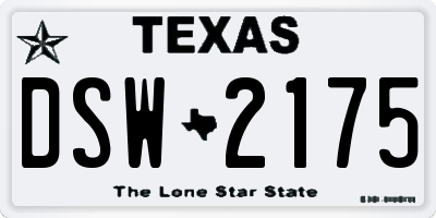 TX license plate DSW2175