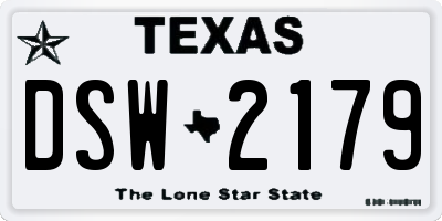 TX license plate DSW2179