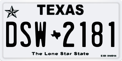 TX license plate DSW2181