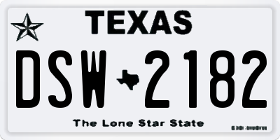 TX license plate DSW2182