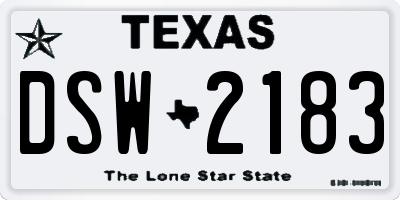 TX license plate DSW2183