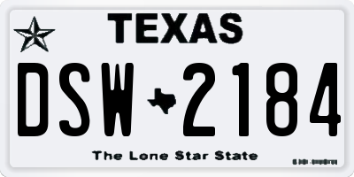 TX license plate DSW2184