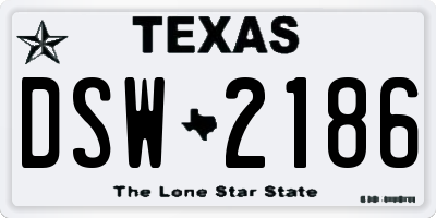 TX license plate DSW2186