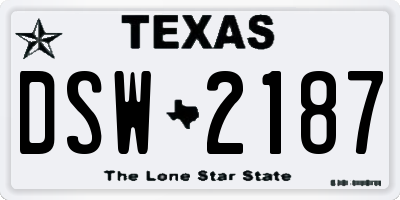 TX license plate DSW2187