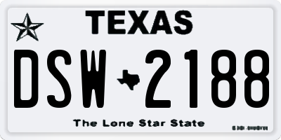 TX license plate DSW2188