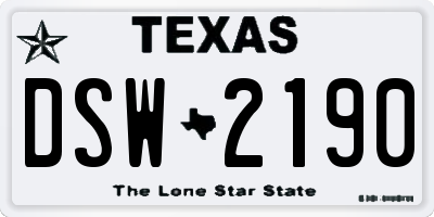 TX license plate DSW2190