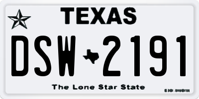 TX license plate DSW2191